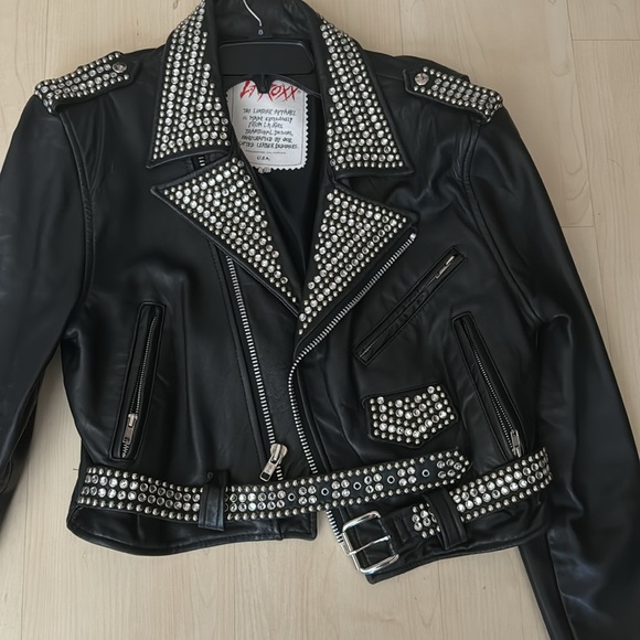 Vintage LA Roxx handcrafted studdedLeather jacket L - Picture 7 of 12